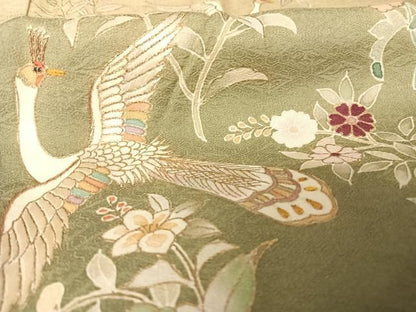 平和屋着物●訪問着 刺繍 鳳凰花文 暈し染め 金彩 正絹 逸品 AAAW4023np