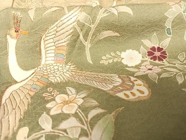 平和屋着物●訪問着 刺繍 鳳凰花文 暈し染め 金彩 正絹 逸品 AAAW4023np