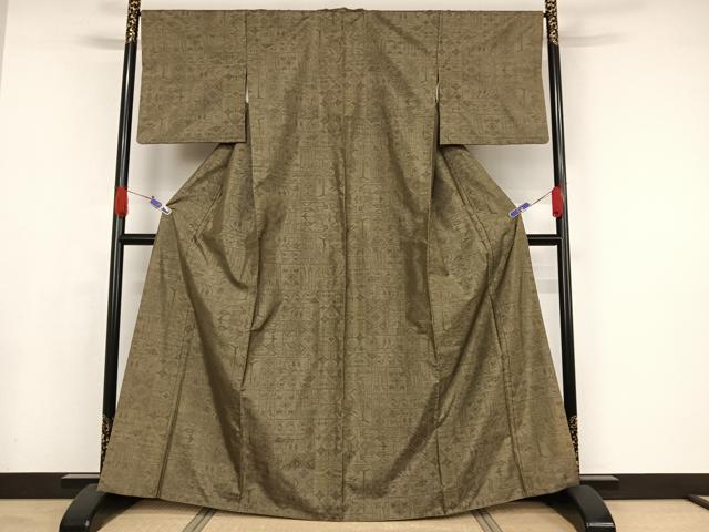 平和屋着物●本場大島紬 幾何学花文 正絹 逸品 AAAW4028np