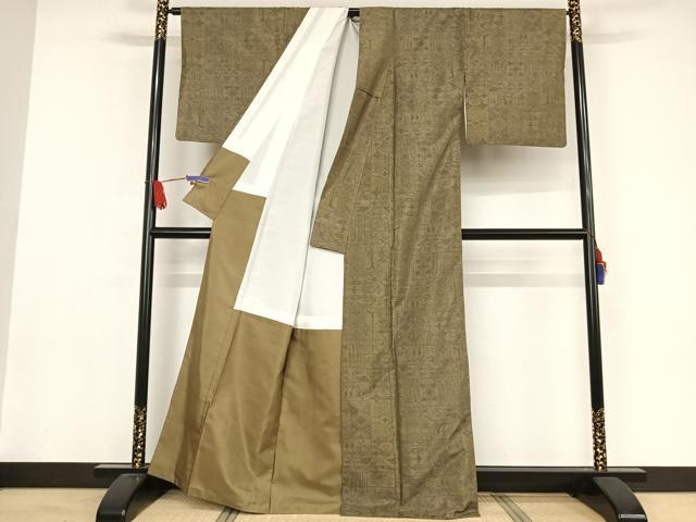 平和屋着物●本場大島紬 幾何学花文 正絹 逸品 AAAW4028np