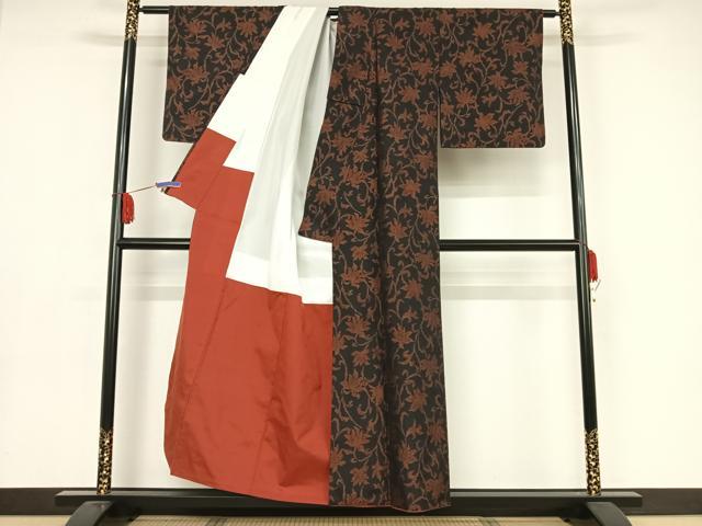 平和屋着物●本場大島紬 花唐草文 正絹 逸品 AAAW4029np