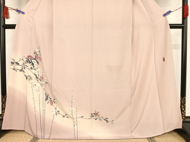 平和屋着物●十日町友禅作家　岡村蒼風　訪問着　枝花文　暈し染め　正絹　逸品　AAAW4033np