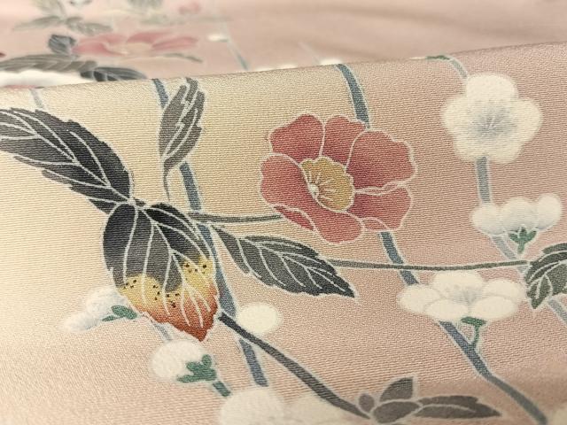平和屋着物●十日町友禅作家　岡村蒼風　訪問着　枝花文　暈し染め　正絹　逸品　AAAW4033np