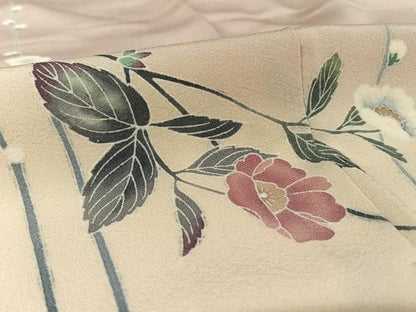 平和屋着物●十日町友禅作家　岡村蒼風　訪問着　枝花文　暈し染め　正絹　逸品　AAAW4033np