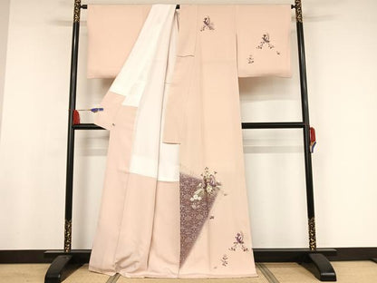平和屋着物●訪問着 刺繍 双鳥花文 暈し染め 金銀彩 貝紫 さが美扱い 正絹 逸品 AAAW4035np
