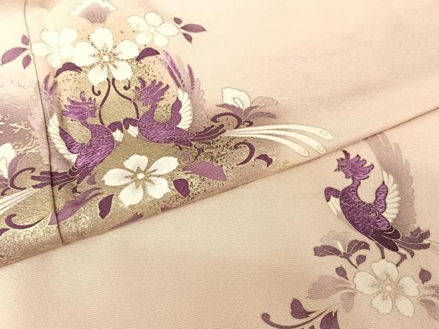 平和屋着物●訪問着 刺繍 双鳥花文 暈し染め 金銀彩 貝紫 さが美扱い 正絹 逸品 AAAW4035np