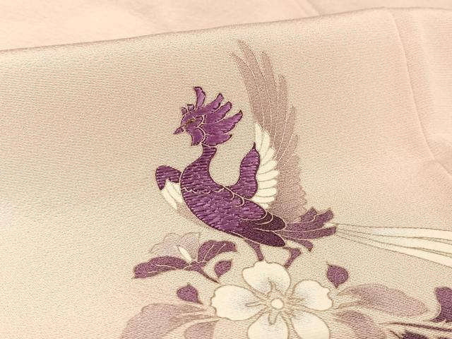 平和屋着物●訪問着 刺繍 双鳥花文 暈し染め 金銀彩 貝紫 さが美扱い 正絹 逸品 AAAW4035np