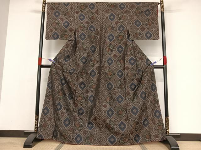 平和屋着物●本場大島紬 鳳凰花菱文 正絹 逸品 未使用 AAAW4049np