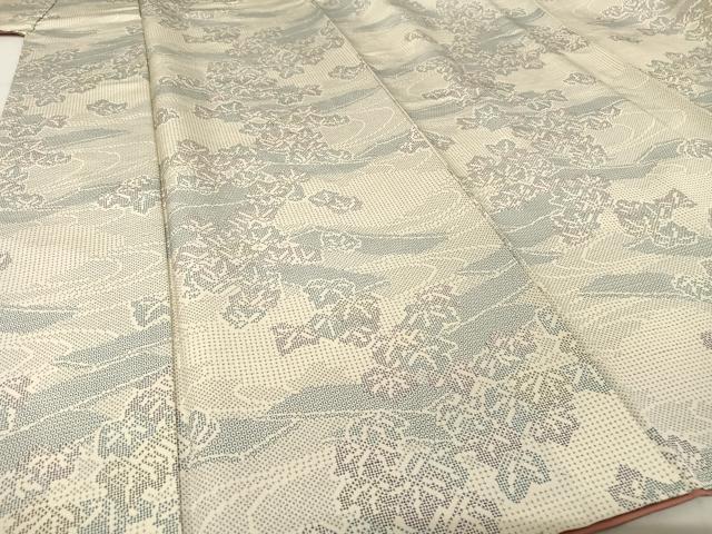 平和屋着物●上質な小紋　紬地　流水花筏　正絹　逸品　AAAW4062np