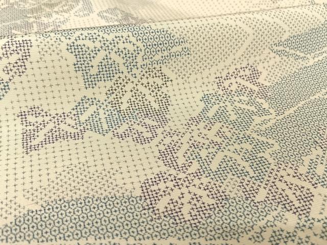 平和屋着物●上質な小紋　紬地　流水花筏　正絹　逸品　AAAW4062np