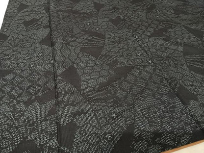 平和屋着物●結城紬　80亀甲　吉祥文　正絹　逸品　AAAW4064np