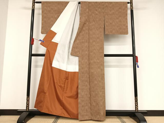平和屋着物●上質な紬 木目文 正絹 逸品 AAAW4066np