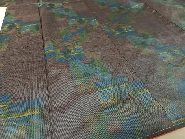 平和屋着物●本場大島紬 一元７マルキ 色紙風景文 正絹 逸品 未使用 AAAW4073np
