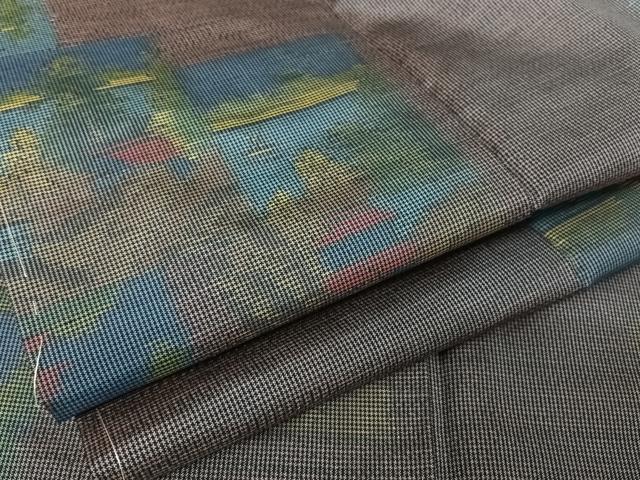 平和屋着物●本場大島紬 一元７マルキ 色紙風景文 正絹 逸品 未使用 AAAW4073np