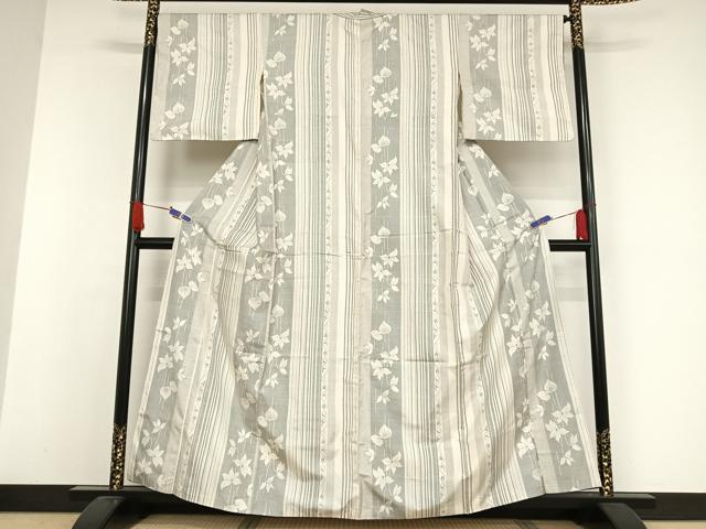 平和屋着物●本場大島紬　白大島　カタス７マルキ　草花間道　正絹　逸品　AAAW4076np