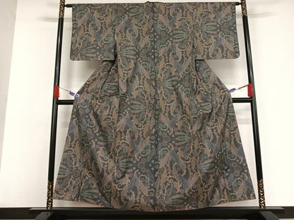 平和屋着物●本場大島紬　一元絣　菊　正絹　逸品　AAAW4077np