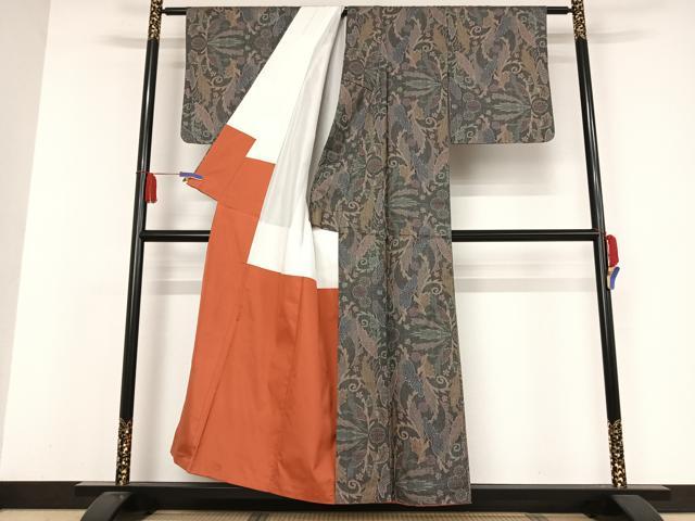 平和屋着物●本場大島紬　一元絣　菊　正絹　逸品　AAAW4077np