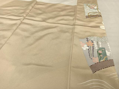 平和屋着物●豪華色留袖　友禅　駒刺繍　雪輪花文　金糸　金彩　正絹　逸品　未使用　AAAW4078np