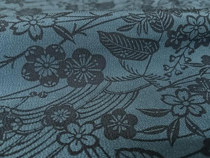 平和屋着物●本藍　型絵染　小紋　流水草花文　正絹　逸品　AAAW4080np