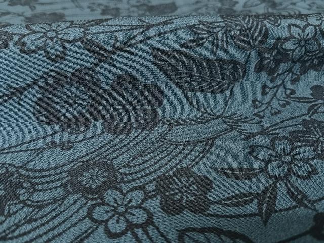 平和屋着物●本藍　型絵染　小紋　流水草花文　正絹　逸品　AAAW4080np