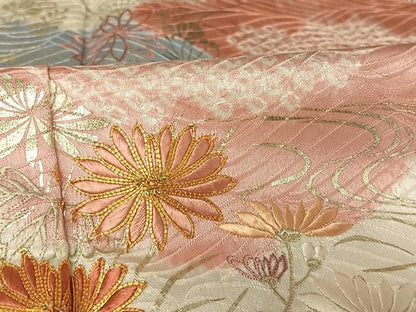 平和屋着物●創業460年・千總　訪問着　駒刺繍　絞り　雲取り草花文　金糸　銀彩　正絹　逸品　AAAW4082np