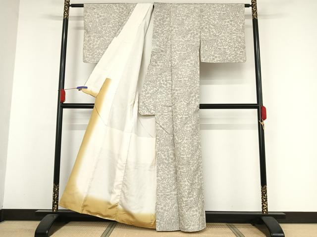 平和屋着物●上質な紬 風景花文 正絹 逸品 AAAW4101np