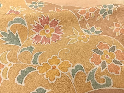 平和屋着物●訪問着 更紗花文 鬼しぼ縮緬 正絹 逸品 AAAW4116np