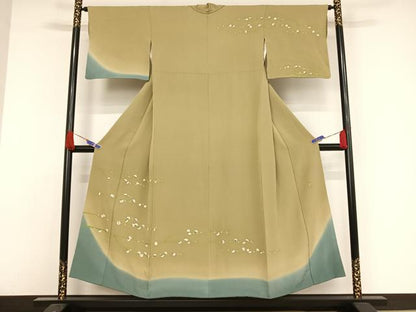 平和屋着物●本加賀友禅作家 魚津誠 訪問着 枝花文 暈し染め 正絹 逸品 AAAW4149np
