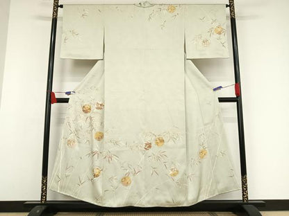 平和屋着物●銀座きしや　訪問着　駒刺繍　雪輪草花文　金糸　金彩　正絹　逸品　AAAW4151np
