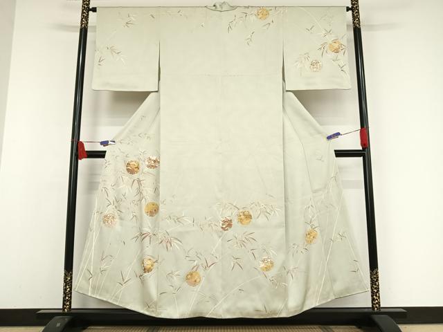 平和屋着物●銀座きしや　訪問着　駒刺繍　雪輪草花文　金糸　金彩　正絹　逸品　AAAW4151np