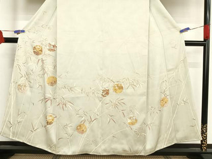 平和屋着物●銀座きしや　訪問着　駒刺繍　雪輪草花文　金糸　金彩　正絹　逸品　AAAW4151np