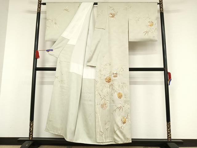 平和屋着物●銀座きしや　訪問着　駒刺繍　雪輪草花文　金糸　金彩　正絹　逸品　AAAW4151np