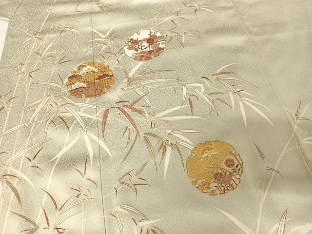 平和屋着物●銀座きしや　訪問着　駒刺繍　雪輪草花文　金糸　金彩　正絹　逸品　AAAW4151np