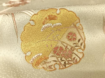 平和屋着物●銀座きしや　訪問着　駒刺繍　雪輪草花文　金糸　金彩　正絹　逸品　AAAW4151np
