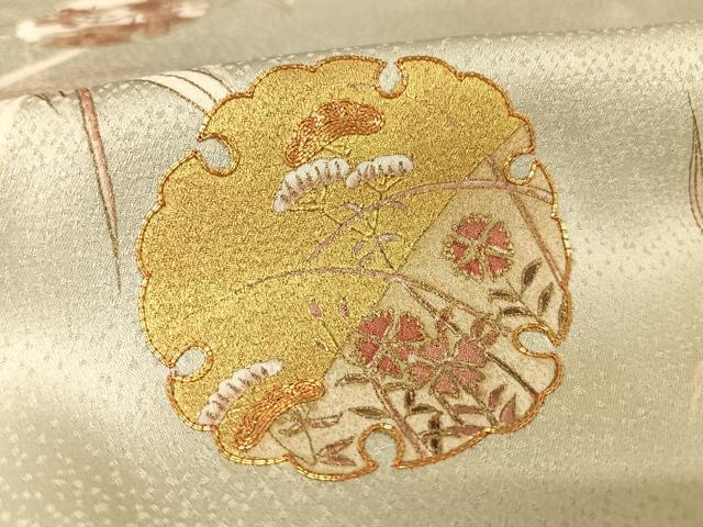 平和屋着物●銀座きしや　訪問着　駒刺繍　雪輪草花文　金糸　金彩　正絹　逸品　AAAW4151np