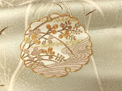 平和屋着物●銀座きしや　訪問着　駒刺繍　雪輪草花文　金糸　金彩　正絹　逸品　AAAW4151np