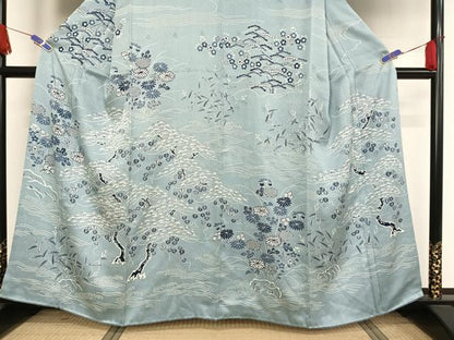 平和屋着物●訪問着 藍 松竹梅 正絹 逸品 AAAW4153np