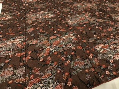 平和屋着物●上質な小紋 型染め 遠山花鳥文 鬼しぼ縮緬 正絹 逸品 AAAW4155np