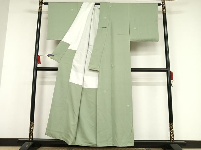 平和屋着物●本加賀友禅作家　柿本市郎監修　色無地　草花地紋　柳鼠色　正絹　逸品　未使用　AAAW4157np