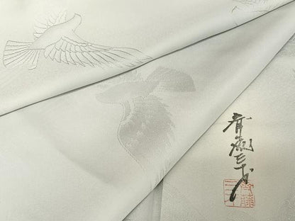 平和屋着物●染色作家 斉藤三才 小紋 三才鳥 暈し染め 正絹 逸品 未使用 AAAW4160np