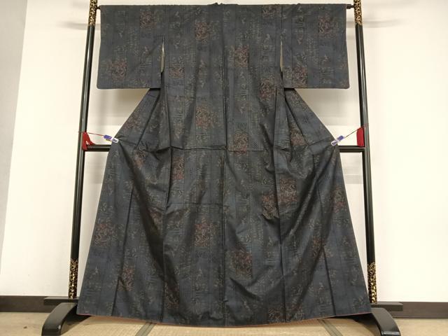 平和屋着物●本場大島紬 9マルキ 色紙花文 正絹 逸品 AAAW4164np