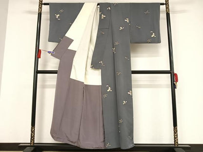 平和屋着物●上質な小紋 枝花文 正絹 逸品 AAAW4167np