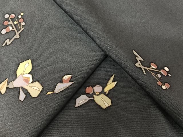 平和屋着物●上質な小紋 枝花文 正絹 逸品 AAAW4167np