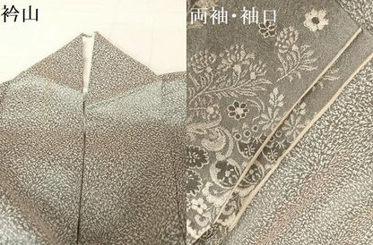 平和屋着物●織の紋意匠 池川禎亮 訪問着 お召地 天目織 更紗花文 銀通し地 さが美扱い 正絹 逸品 AAAW4175np