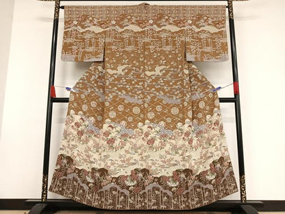 平和屋着物●訪問着 型染め 霞花文 暈し染め 正絹 逸品 AAAW4191np