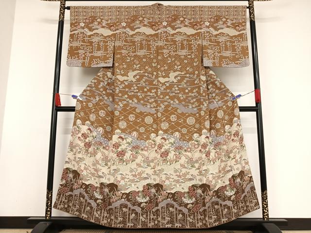 平和屋着物●訪問着 型染め 霞花文 暈し染め 正絹 逸品 AAAW4191np
