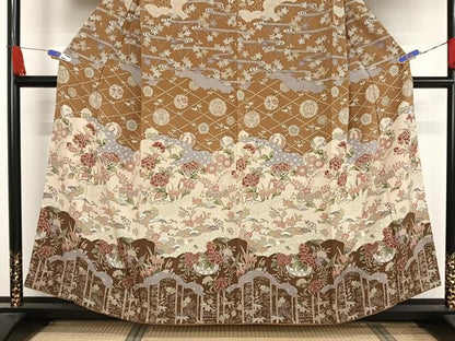 平和屋着物●訪問着 型染め 霞花文 暈し染め 正絹 逸品 AAAW4191np