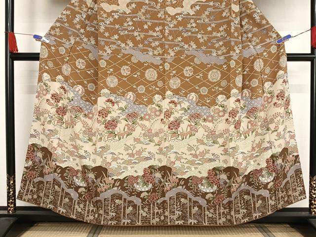 平和屋着物●訪問着 型染め 霞花文 暈し染め 正絹 逸品 AAAW4191np