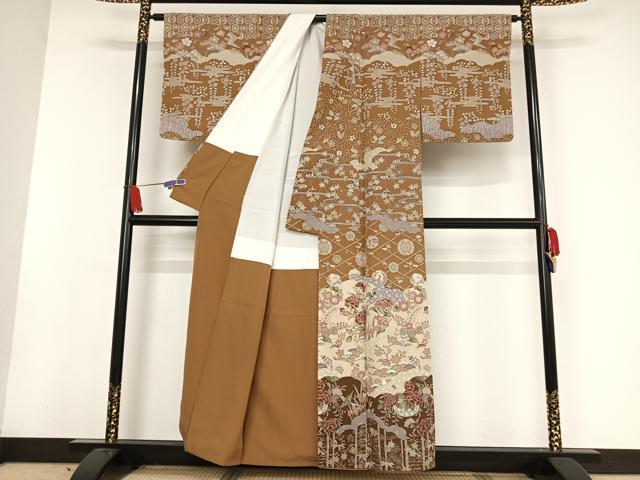 平和屋着物●訪問着 型染め 霞花文 暈し染め 正絹 逸品 AAAW4191np