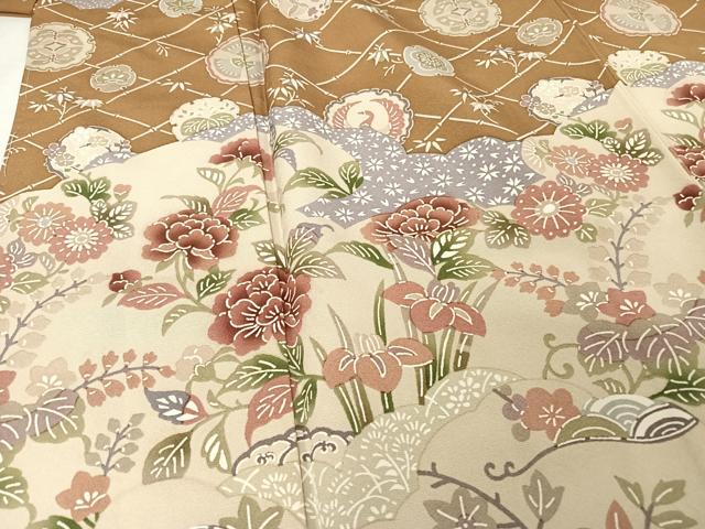 平和屋着物●訪問着 型染め 霞花文 暈し染め 正絹 逸品 AAAW4191np